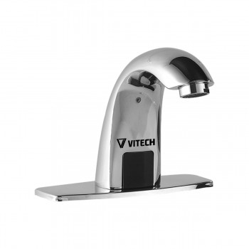 Grifo de acero inoxidable con activación automática por infrarrojos.