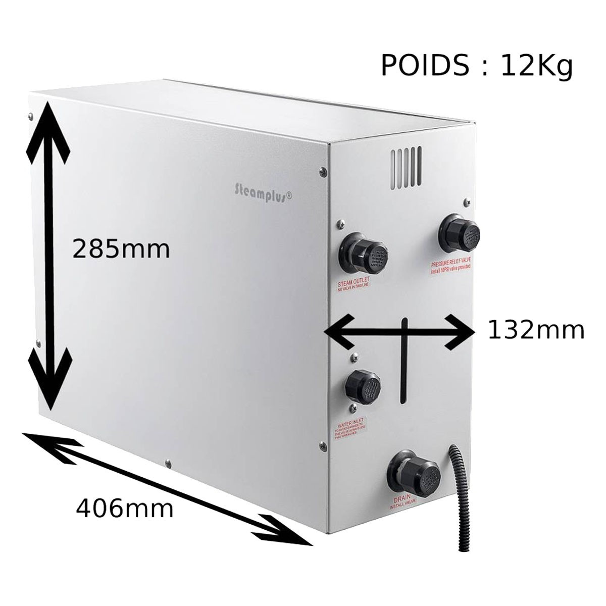 Dampfgenerator für Hamam 4 kW Steamplus 2021 für den professionellen oder privaten Gebrauch mit automatischer Entleerung