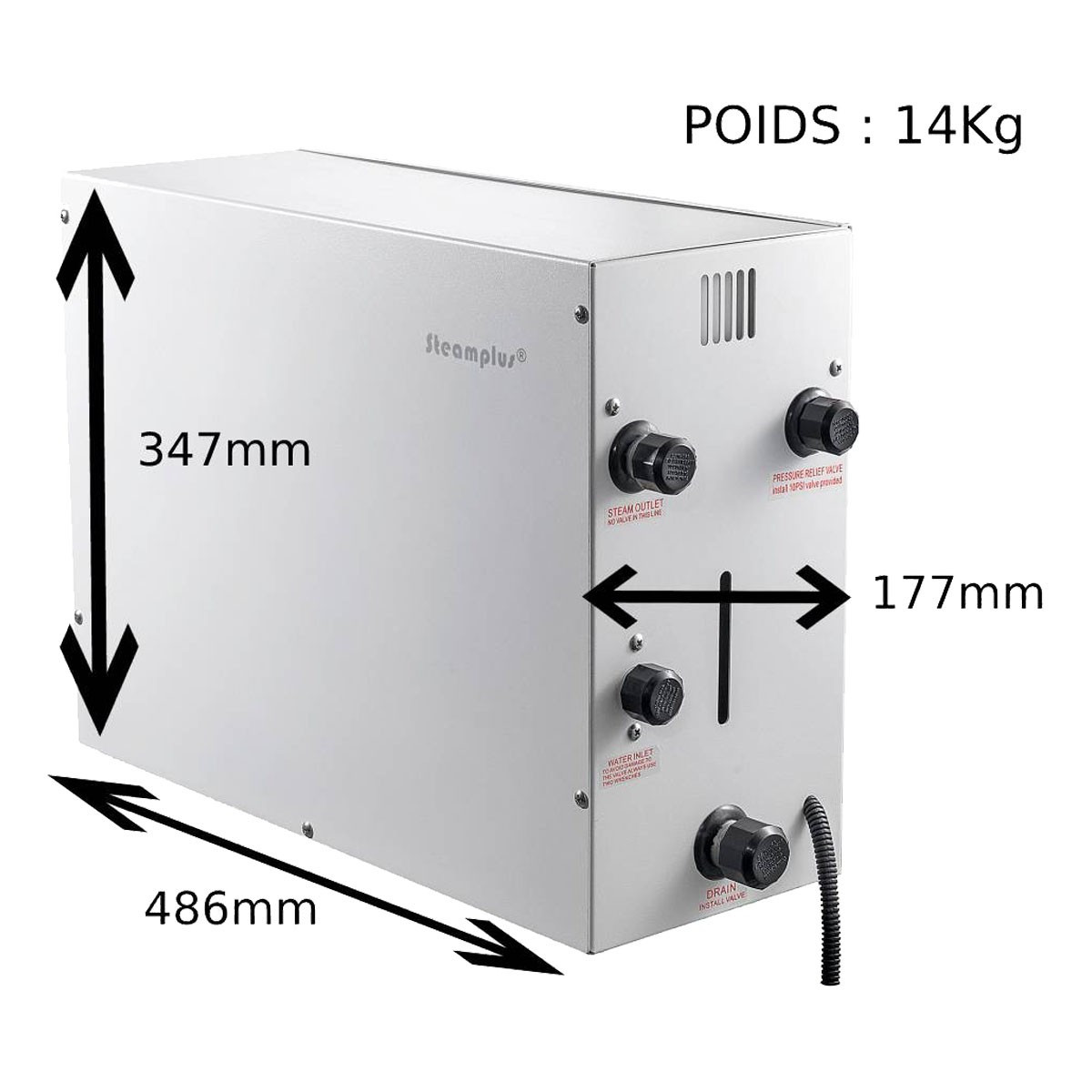Dampfgenerator für Hamam 4 kW Steamplus 2021 für den professionellen oder privaten Gebrauch mit automatischer Entleerung