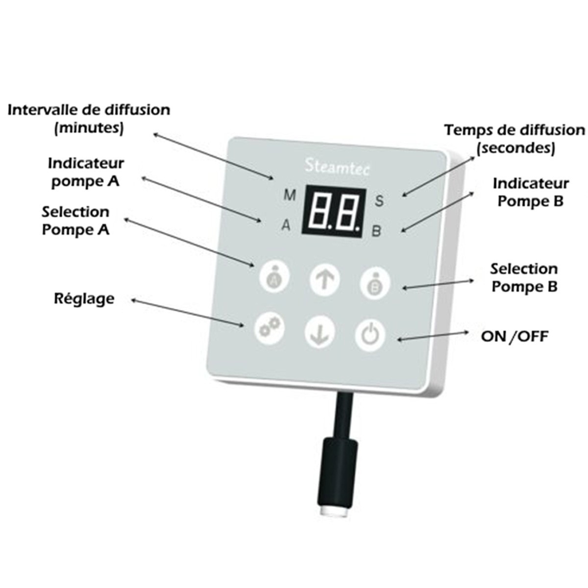 Pompe aromatherapie en acier inoxydable pour hammam 2 parfums