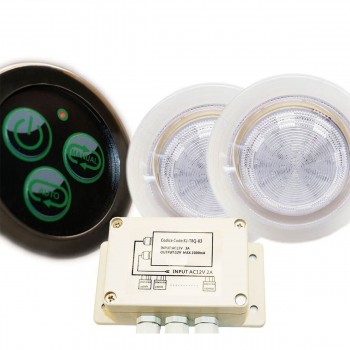 Kit spot LED de 110 mm o RGB ip68 resistente al agua con sistema de control y transformador