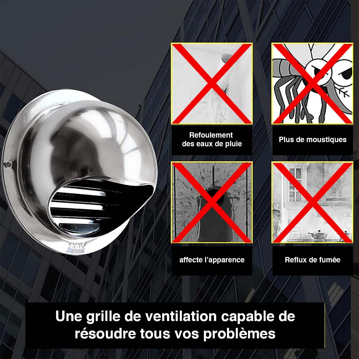 Grille de Ventilation Ronde INOX 100mm avec Grille Anti-Insectes desineo pour tous milieu humide hammam salle de bain