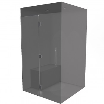 Kit de construction cabine Hammam avec paroi vitrée à carreler 120 x 120 avec générateur vapeur