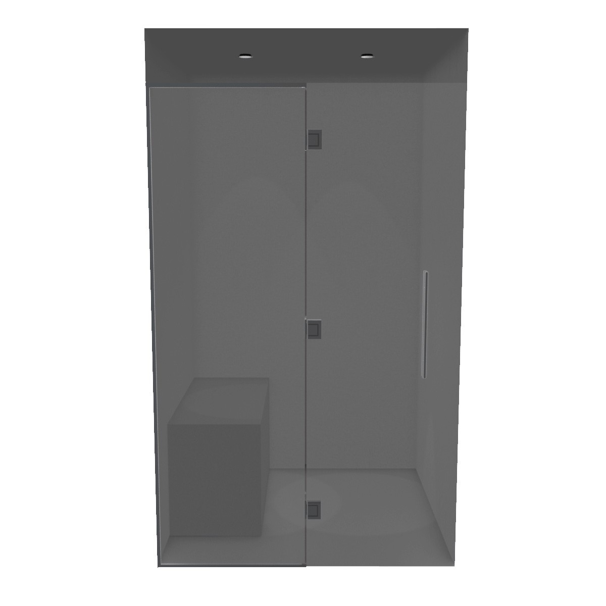 Kit de construcción cabina hammam con pared de cristal sobre azulejo 120 x 120 con generador de vapor