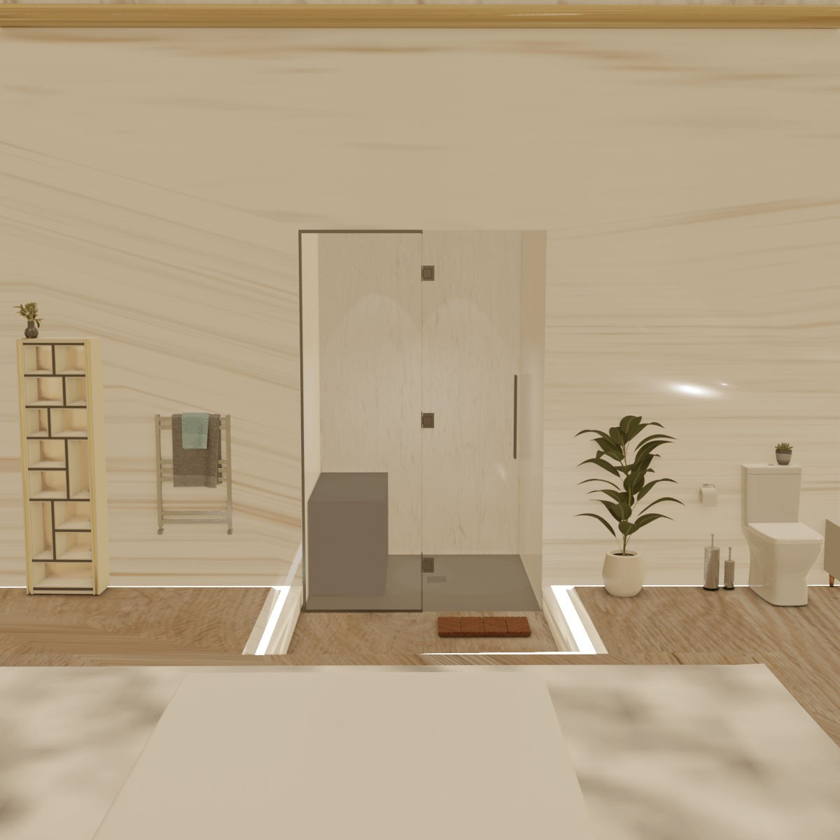 Kit de construcción cabina hammam con pared de cristal sobre azulejo 120 x 120 con generador de vapor
