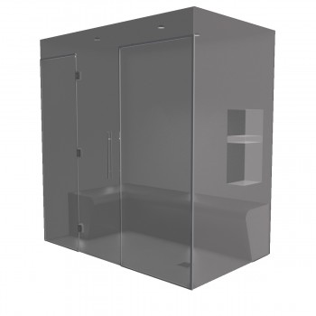 Hamam-Kabinenbausatz mit Glaswand zum Kacheln 200 x 120 mit Dampfgenerator