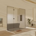 Hamam-Kabinenbausatz mit Glaswand zum Kacheln 200 x 120 mit Dampfgenerator