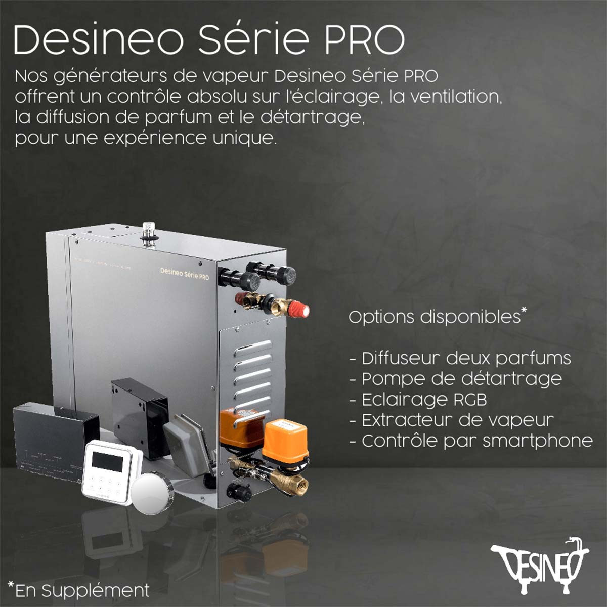 Kit realizzazione cabina hammam con parete in vetro da piastrellare 200 x 120 con generatore di vapore