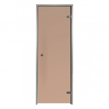 Puerta para baño de vapor en cristal templado de 8mm vidrio de seguridad color bronce 60 x 190 cm y marco de aluminio