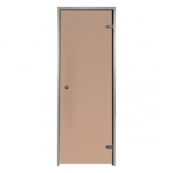 Tür für Hammam 80 x 190 cm mit vorgespanntem Glas, Bronze- und Matt- Effekt, Rahmen aus Aluminium