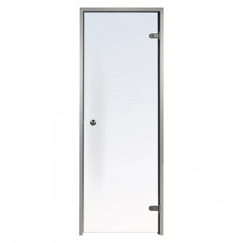 Tür für Hammam 80 x 190 cm mit 8 mm mit transparentem und vorgespanntem Glas, Aluminiumrahmen