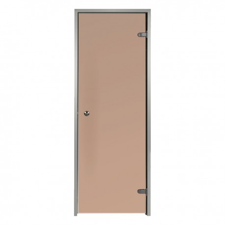 Puerta para hammam color bronce 70 x 190 cm vidrio templado de seguridad marco de aluminio