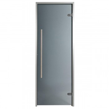 Puerta para Hammam premium 80 x 190 cm gris mango vertical vidrio templado de 8mm vidrio de seguridad