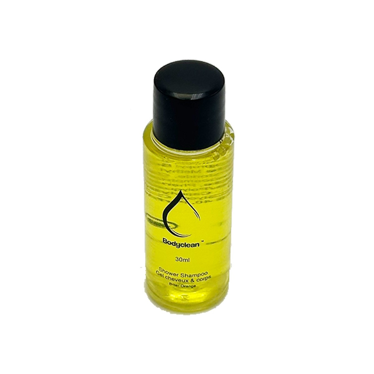 Lot de 50 bouteilles de shampoing bodyclean 30 ml parfum orange amère