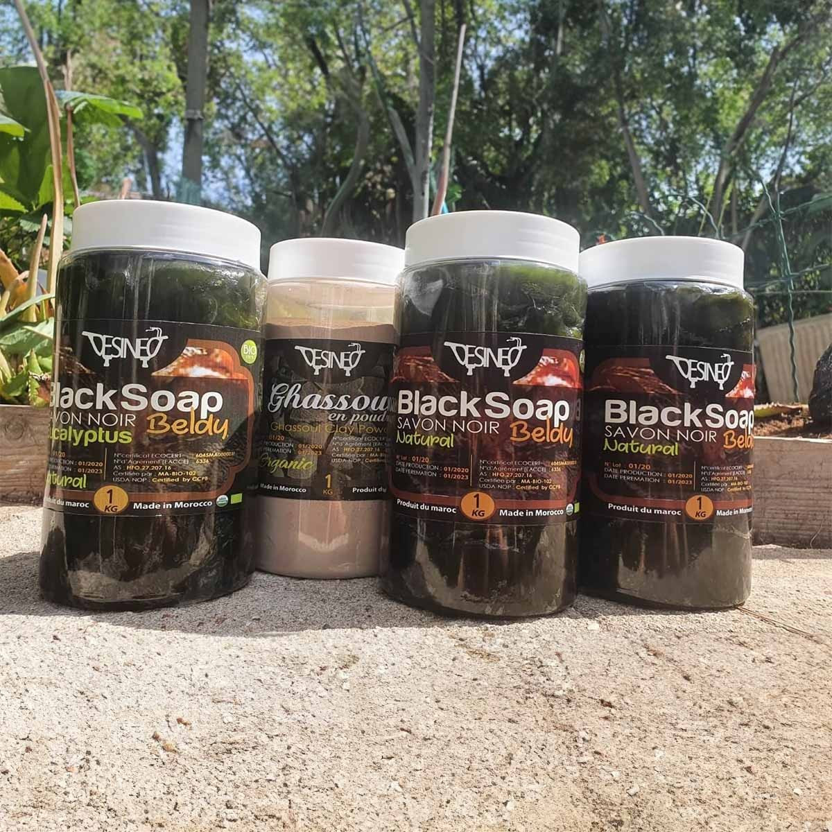 Lot de 10 kg de savon noir 100% naturel BIO à l'eucalyptus beldi pour soin du corps