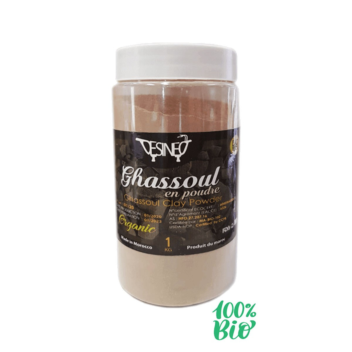 Pack Hammam : 5 gants kessa + 1 pot savon noir + 1 pot ghassoul en poudre