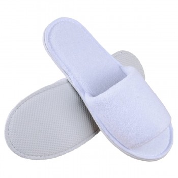 Pantuflas desechables de rizo abiertas Blanco