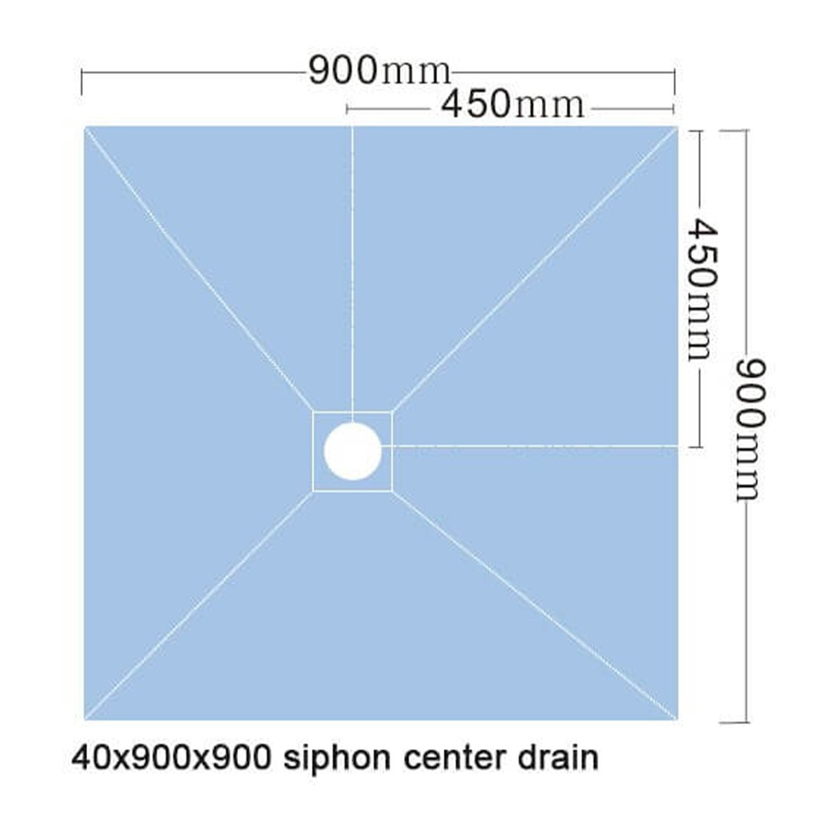 receveur de douche 90x90x4cm prêt à carreler avec siphon + Grille en inox