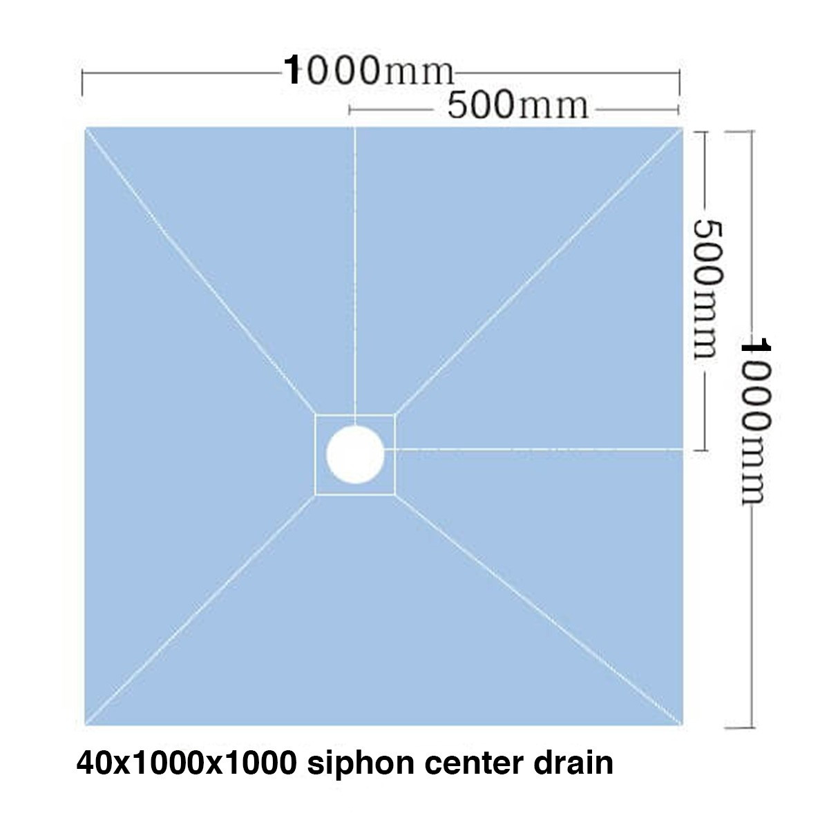 Receveur de douche 100x100x4 cm prêt à carreler avec siphon + Grille en inox