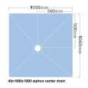 Receveur de douche 100x100x4 cm prêt à carreler avec siphon + Grille en inox