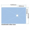 Shower tray 120x80x4cm ready to tile with siphon + stainless steel grid