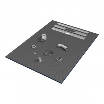 Shower tray 90x90x3cm ready to tile with siphon + grid stainless steel linear flow