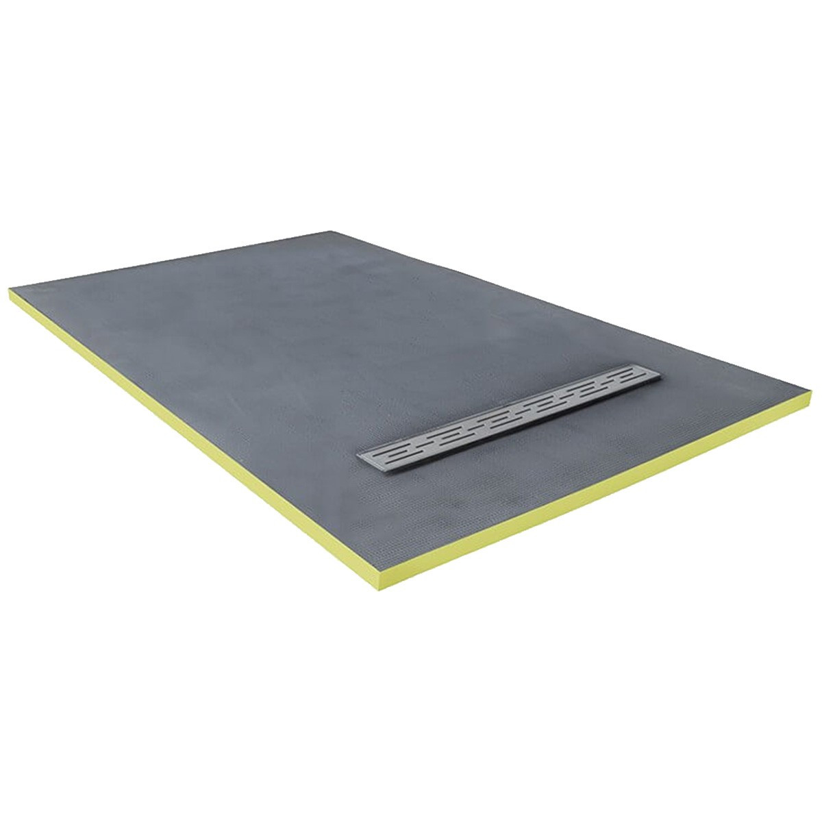 Duschwanne 120x90x3 cm linearer Ablauf, fliesenfertig mit Siphon + Edelstahlgitter