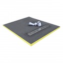 Duschwanne 120x90x3 cm linearer Ablauf, fliesenfertig mit Siphon + Edelstahlgitter