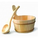 Kit complet sauna harvia 4.5 kw + aromathérapie seau louche thermometre hygrometre sablier en bois et pierres volcaniques 20kg