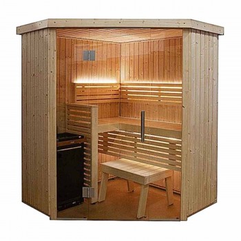 Cabine de sauna Harvia d'angle 163,5 x 163,5 x 202 cm 2 ou 3 personnes poêle à sauna fournis