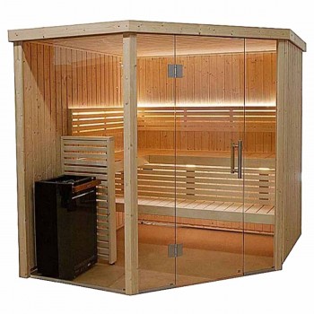 Cabine de sauna Harvia d'angle 206 x 203,3 x 202 cm 3 ou 4 personnes poêle à sauna fournis