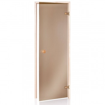 Puerta para sauna en bronce - 80 x 190 en vidrio templado de seguridad de 8mm de grosor y marco en pino