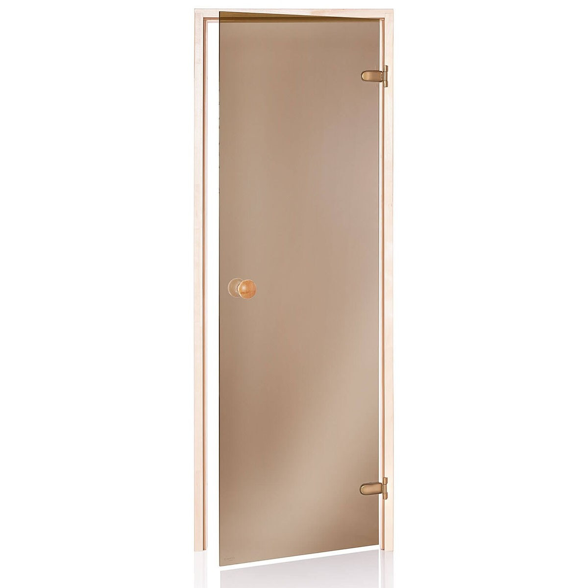 Porte de Sauna en Bronze 80 x 190 en verre trempé 8mm sécurite