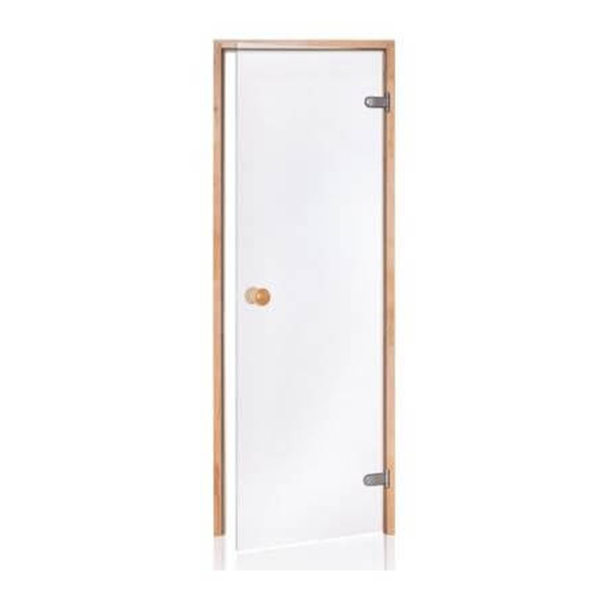 Sauna door in safety glass 8 mm pine frame 80 x 190 transparent