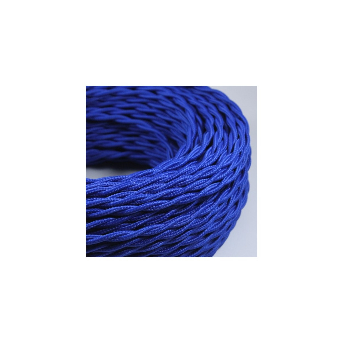 Rouleau de 100 mètres fil électrique tressé de couleur bleuvintage look retro en tissu