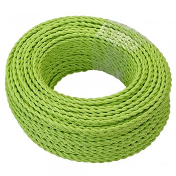 Rouleau de 100 mètres fil électrique tressé de couleur bleuvintage look retro en tissu
