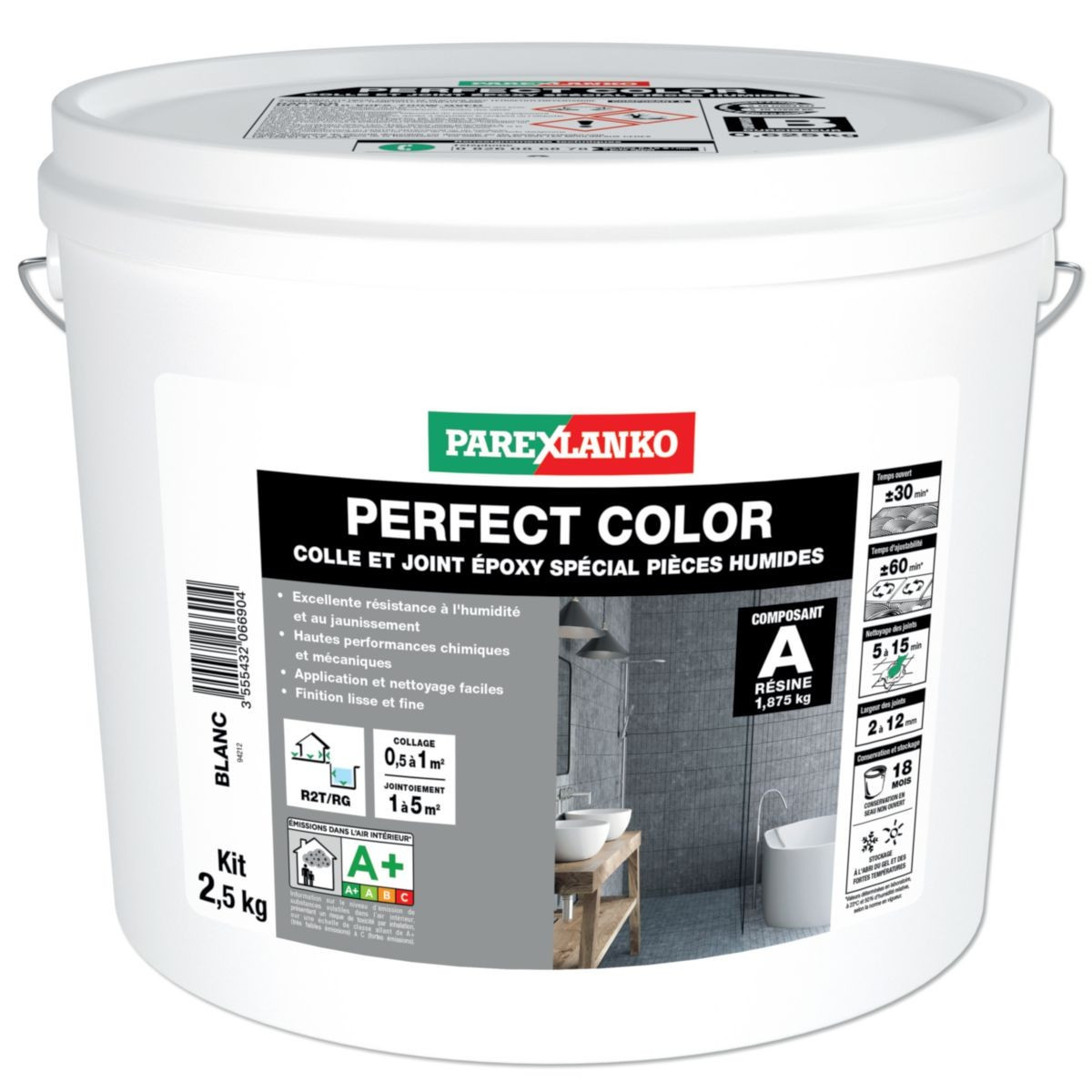 Colle et joint à carrelage EPOXY Perfect Color Parexlanko pour pièce humide - Blanc- 2.5 KG